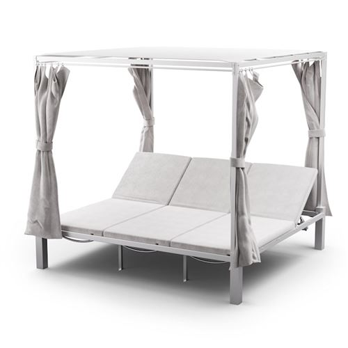 Blumfeldt Transat jardin - Salon de jardin extérieur à 3 places réglables châssis robuste Gris clair