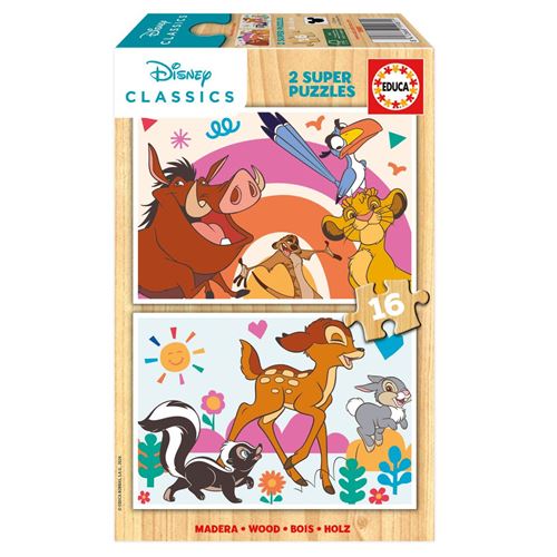 Non Communiqué Multicolore Puzzles 2 X 16 Pcs Animaux De Disney En Bois
