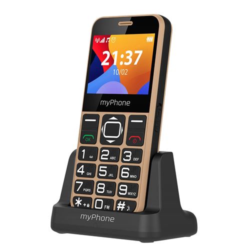 Téléphone Senior myPhone Halo 3 Radio FM et Station de Charge avec Bouton SOS - Doré