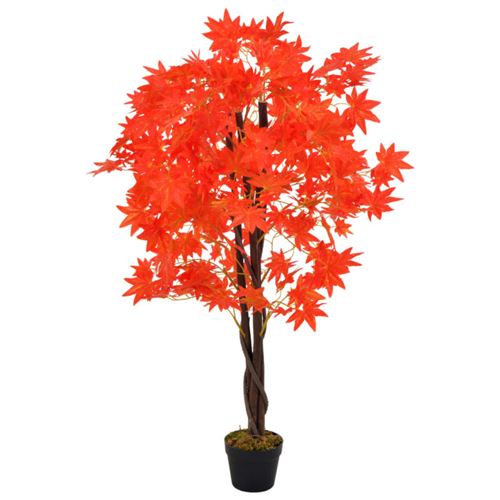 Vidaxl plante artificielle d'&eacute;rable avec pot rouge 120 cm 280195