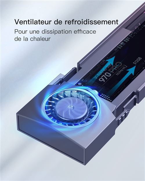 Boîtier SSD M.2 NVcloser 10Gbps, ventilateur de refroidissement