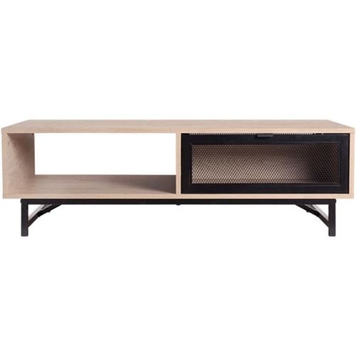 Table basse avec 2 tiroirs - Noir et chene - 110 x 60 x 34 cm - VENTURY