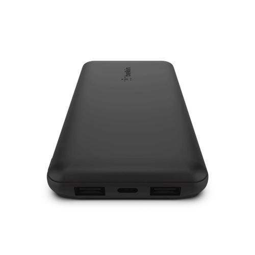 Belkin BOOST CHARGE - Banque d'alimentation - 10000 mAh - 15 Watt - 3 connecteurs de sortie (2 x USB, USB-C) - noir