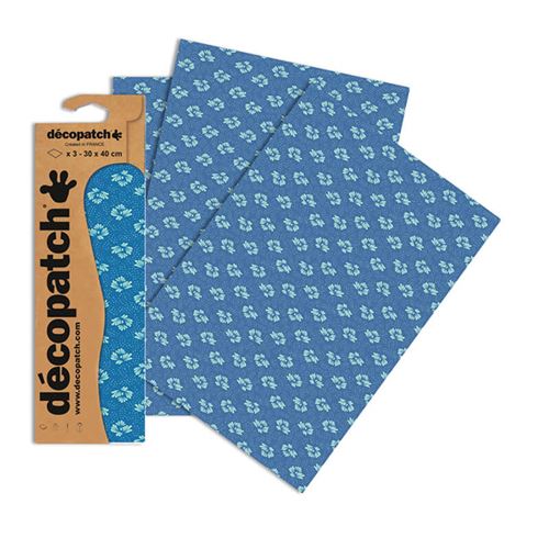 3 feuilles Décopatch - Fleurs bleu 752