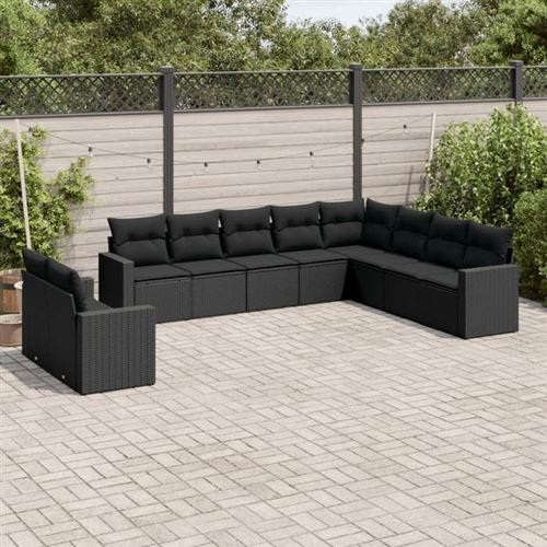 VIDAXL - Salon de jardin modulable - Résine tressée - 10 personnes - Noir - Image 2