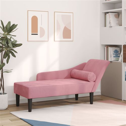 VIDAXL - Chaise longue - Velours - Rose - 2 places - Image 2