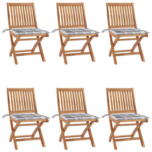 Non Communiqué Bois De Teck Vidaxl Chaises Pliables De Jardin Avec Coussins 6 Pcs