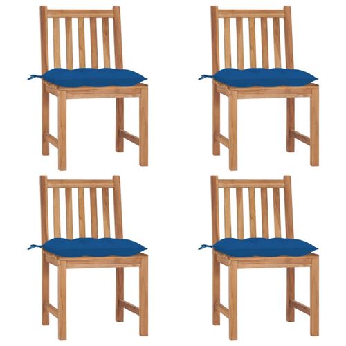 Non Communiqué Bois Chaises De Jardin Lot De 4 Avec Coussins De Teck Massif