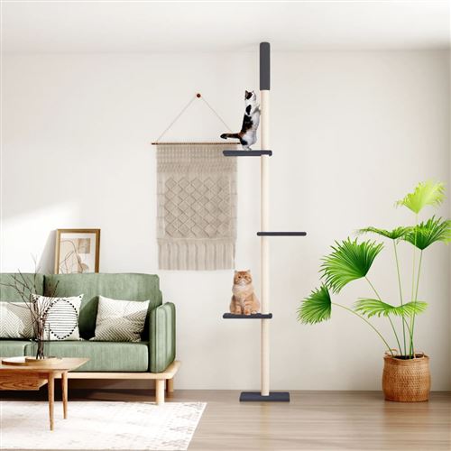 Vidaxl Arbre À Chat Du Sol Au Plafond Gris Foncé 267,5-297,5 Cm