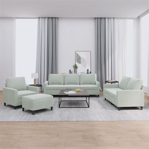 vidaXL Ensemble de canapés 4 pcs avec coussins Gris clair Velours3201486