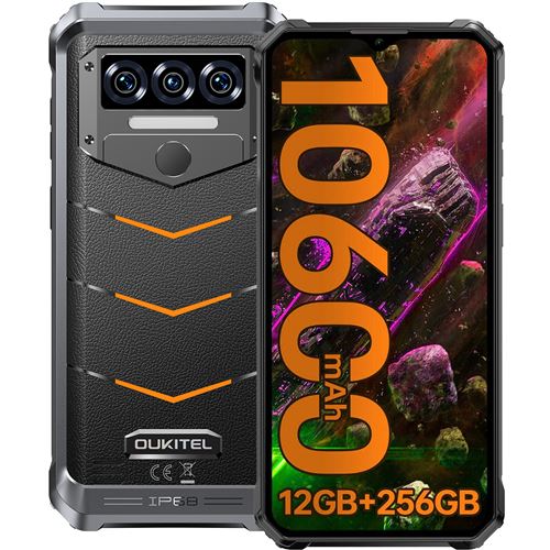 OUKITEL WP38 Smartphone 6.52 pouces 12GO 256GO Octa Core 13MP caméra Android 13 Dual sim 4G 10600mAh-ORANGE