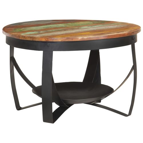 Vidaxl table basse &oslash;68x43 cm bois de r&eacute;cup&eacute;ration massif 320796
