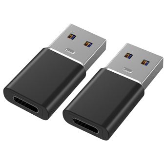 Adaptateur USB C vers USB 3.0(Pack de 2), Adaptateur USB-C vers USB-A  Femelle OTG Adaptateur USB Type C Compatible avec MacBook, Samsung Galaxy,  Huawei et Plus, Noir
