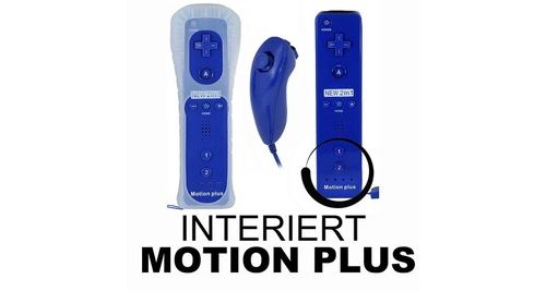 Non Communiqué Bleu Qumox Manette Wii Motion Plus Compatible + Nunchuck Foncé Pour Wii U Wii Mini