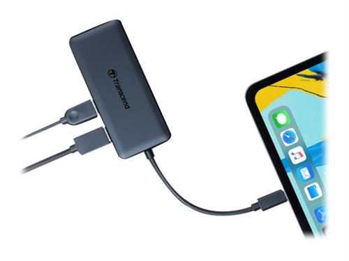 Transcend 6-in-1 USB Type-C Hub HUB5C - Concentrateur (hub) - 2 x USB 3.1 Gen 1 + 1 x USB 3.1 Gen 2 + 1 x USB-C (alimentation électrique) - de bureau
