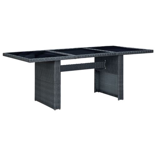 Non Communiqué Gris Table De Jardin Foncé Résine Tressée Et Verre Trempé