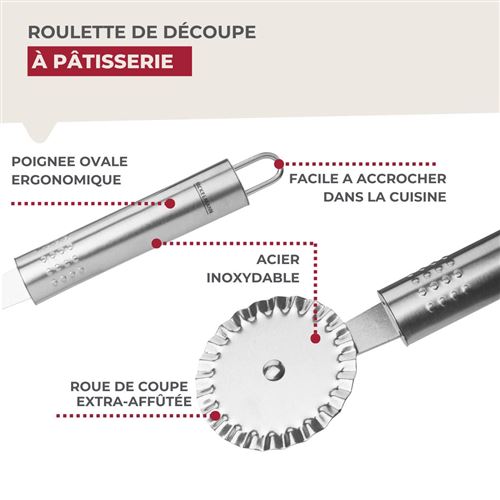 Roulette à Pâtisserie Fackelmann - Acier Inoxydable, 18 Cm, Pour Pâtes Et Pizzas