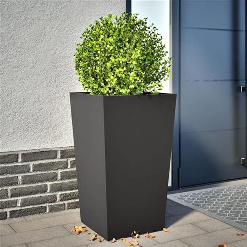 Non Communiqué Noir Vidaxl Jardinière 45X45x75 Cm Acier, Jardinière D'extérieur, Boîte À Fleurs, Boîte De Jardin, Jardinière De Patio, 851094
