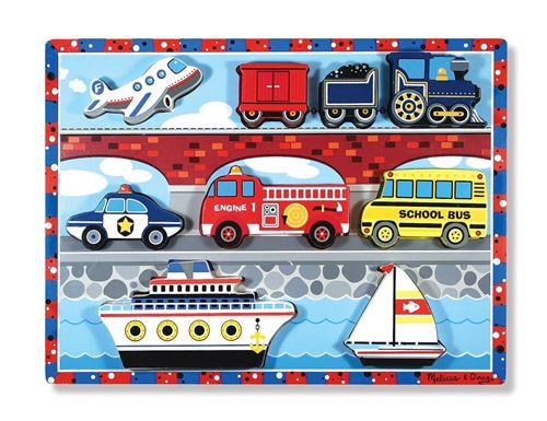 Melissa and Doug - Encastrement 7 pièces en bois 3D - Les véhicules