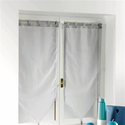 Paire pompon passants 2 x 60 x 90 cm voile uni voiline Gris