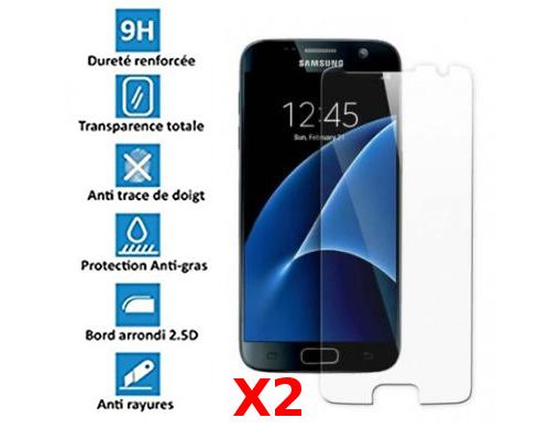 2X Verre Trempé Samsung S7 Vitre de Protection Clear Haute Resistance Pack X2