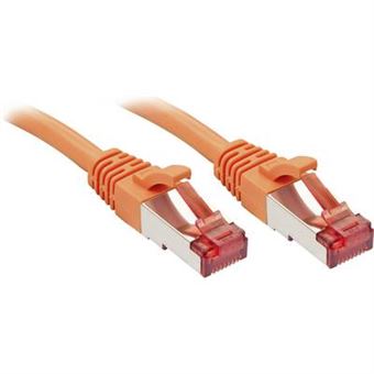 LINDY 47814 RJ45 Câble réseau, câble patch CAT 6 S/FTP 15.00 m orange avec cliquet dencastrement - 1
