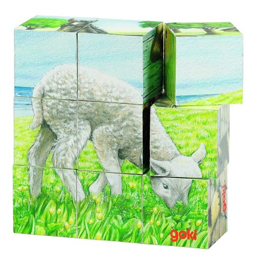 Puzzle Cubes En Bois Animaux De La Ferme