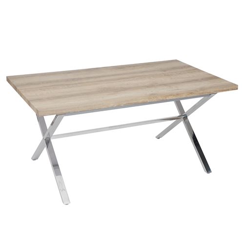 Table de salle à manger Fano acier affiné structure 3D 160x90cm aspect chêne