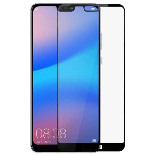 Film Huawei P20 Lite Verre Trempé Biseauté Protection Antichocs Contour Noir