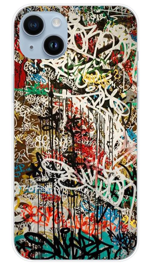 Coque en silicone imprimée compatible Apple iPhone 15 Plus Graffiti 1