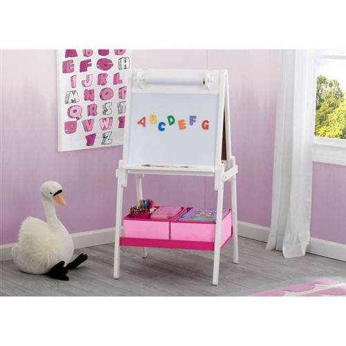 Tableau chevalet deux faces blanc avec rangements rose Signature Delta Children