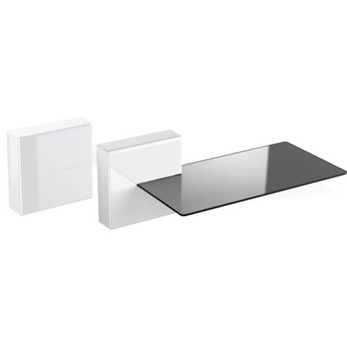 Meliconi Ghost Cube Shelf Systeme De Gestion Des Cables - 1 Cube Et 1 Etagere - Poids Max : 3 Kg - Blanc