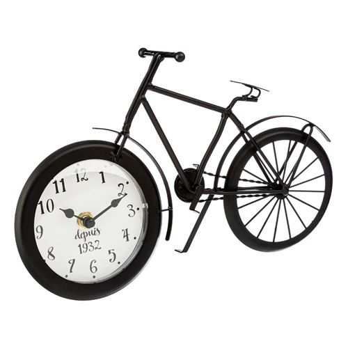 Paris Prix Noir, Noir Atmosphera Créateur D'intérieur - Pendule À Poser "Vélo" 28Cm Noir - Image 1
