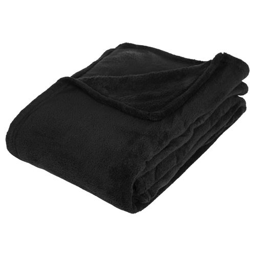 Paris Prix Noir, Noir Atmosphera Créateur D'intérieur - Plaid Uni Microfibre "Kiesa" 130X180cm Noir