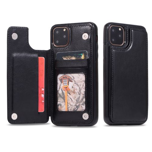 Coque de cuir avec multi-fente pour Apple iPhone 11 Pro Max 6.5 - Noir
