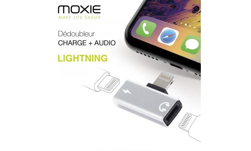 Adaptateur audio Lightning de Moxie coloris gris