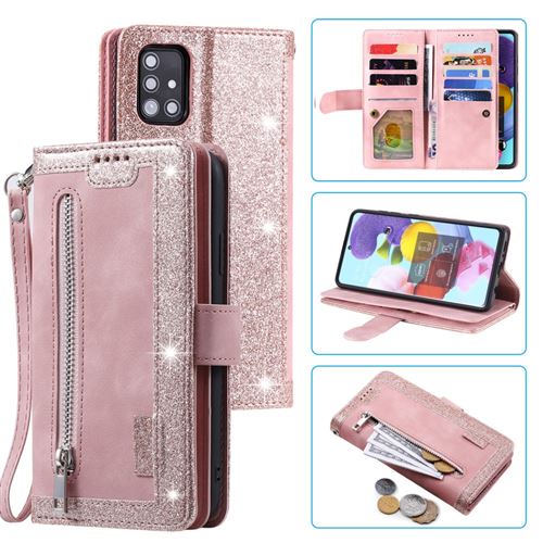 Etui en PU poche zippée avec support or rose pour Samsung Galaxy A41 (Global Version)