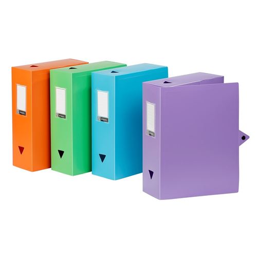 Viquel Lot de 4 boites de classement et archivage plastique grande capacité Multicolore