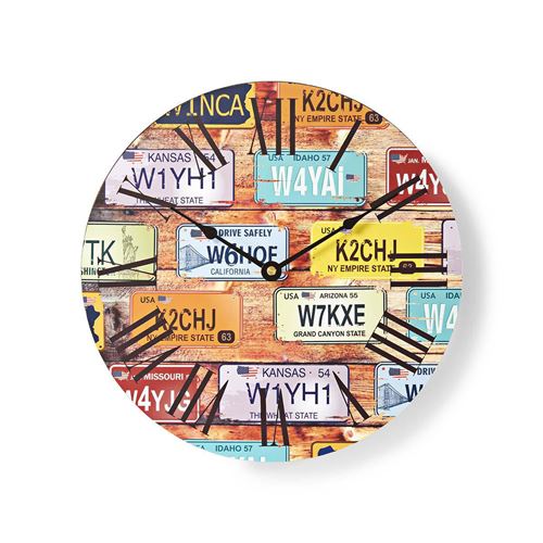 NEDIS Horloge murale circulaire - Ø 30 cm - Theme du voyage