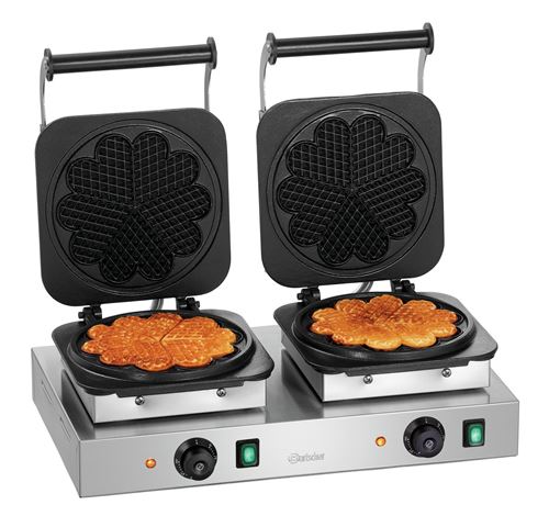 Gaufrier double, forme coeur - inox