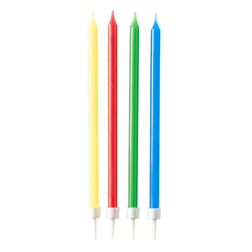 Amscan bougies d'anniversaire 12 cm de cire jaune/rouge/vert/bleu 12 pièces