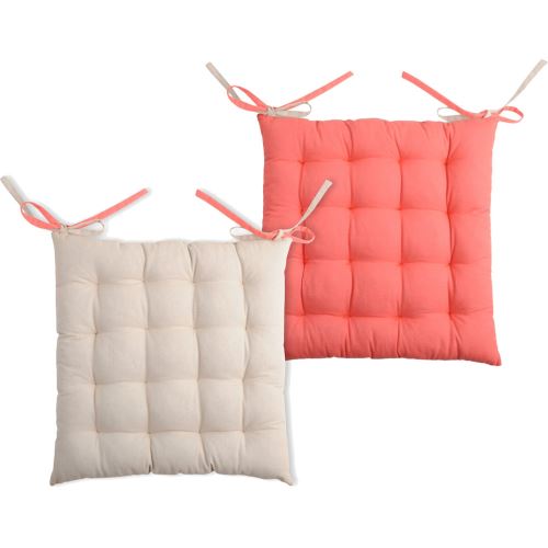 Coussin de chaise - Lin et Corail 40 cm