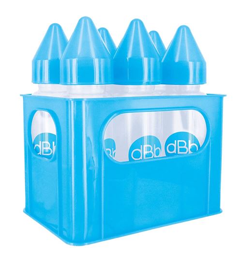 dBb Remond 6 Porte Biberons en Polypropylène Clair avec Tétine NN en Silicone Bleu Translucide 270 ml