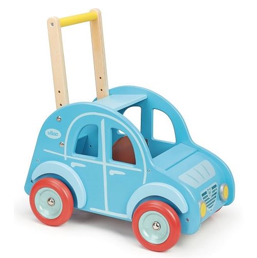 Chariot de marche deudeuch bleu en bois - véhicule à pousser - vilac - dès 1 an