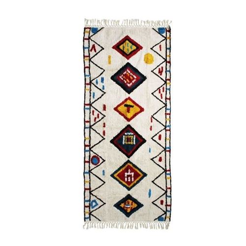 tapis berbere color - 80 x 180 cm - blanc
