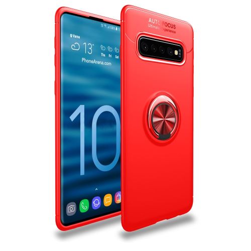 Coque en TPU avec béquille pour anneau au doigt rouge pour votre Samsung Galaxy S10