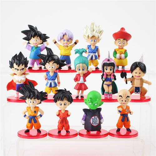 Set de 13 pièces Figurines Dragon Ball Enfance Son Goku Super Saiyan Goku Piccolo Launch Kuririn 8 cm