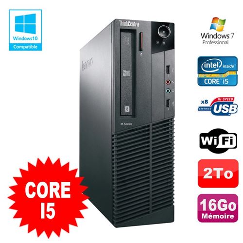 Pc lenovo thinkcentre m81 sff core i5-2400 16go 2to graveur wifi win 7 pro État correct - Lenovo reconditionné disponible sur Fnac