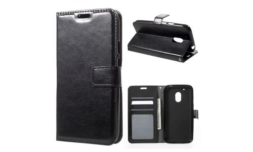 Etui type portefeuille noir pour Motorola Moto-G4 PLAY rabat latéral articulé fonction