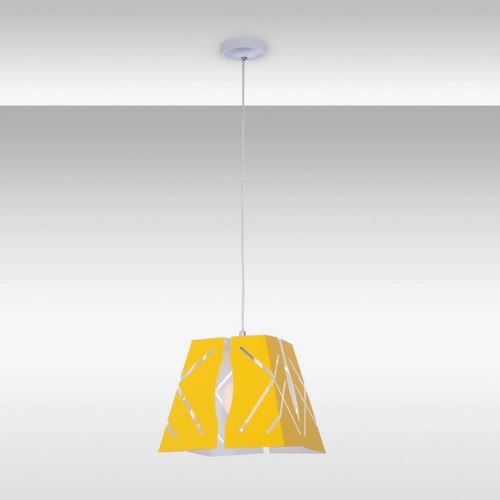 HOMEMANIA Lampe à Suspension Amelie Chandelier - de Plafond - Jaune en Métal, 28 x 28 x 120 cm, 1 x E27, 40W